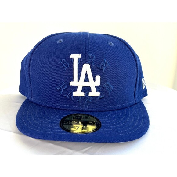 Los Angeles Dodgers Born x Raised New Era 59Fifty Fitted Cap Hat Blue 7 1/4 - Picture 1 of 11